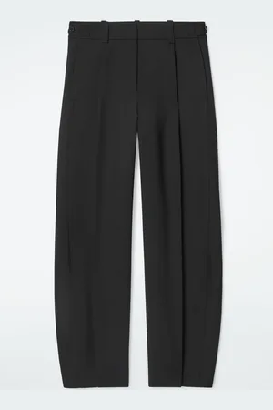 COS WOOL-BLEND BARREL-LEG TROUSERS