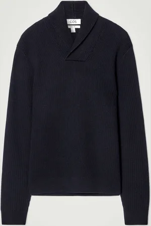 COS SHAWL-COLLAR RIBBED MERINO WOOL JUMPER