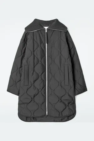 COS RIBBED-COLLAR QUILTED COAT