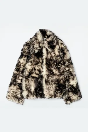 COS LEOPARD-EFFECT SHEARLING JACKET