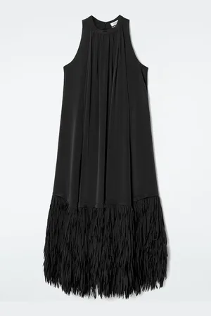 COS FRINGED-HEM DRESS
