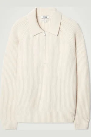 COS COLLARED MERINO WOOL-YAK BLEND HALF-ZIP JUMPER