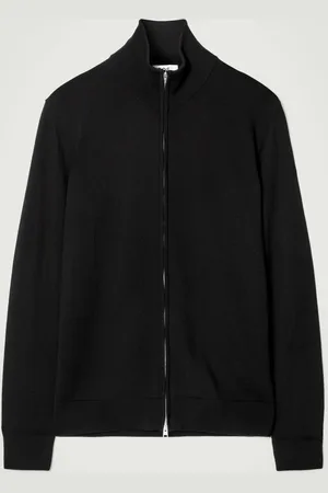 COS FUNNEL-NECK MERINO WOOL ZIP-UP CARDIGAN