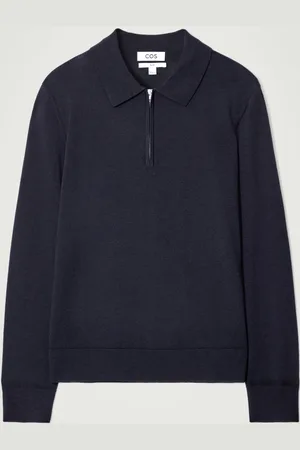 COS MERINO WOOL HALF-ZIP POLO SHIRT