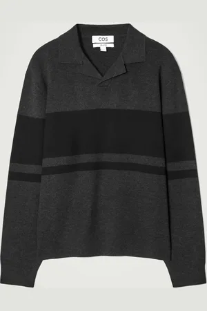 COS STRIPED DOUBLE-FACED KNITTED POLO SHIRT