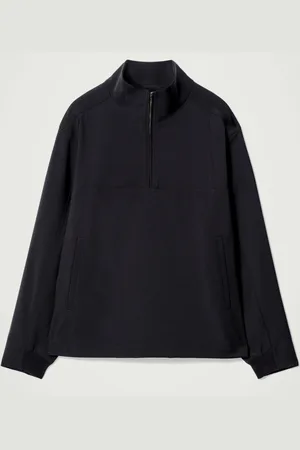 COS DOUBLE-FACED WOOL-BLEND HALF-ZIP JACKET