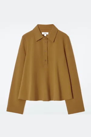 COS FLARED COTTON-JERSEY POLO SHIRT