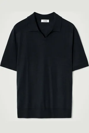 COS FINE-KNIT CASHMERE OPEN-COLLAR POLO SHIRT