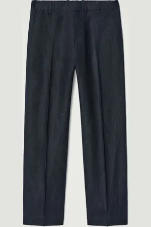 COS ELASTICATED LINEN STRAIGHT-LEG TROUSERS