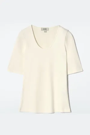 COS SLIM SCOOP-NECK COTTON T-SHIRT