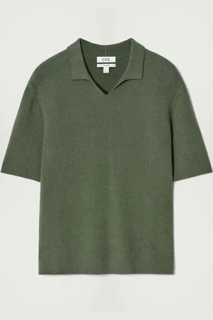 COS OPEN-COLLAR BOUCLÉ-KNIT POLO SHIRT