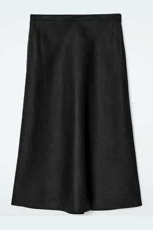 COS Falda Midi En Mezcla De Lino
