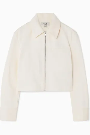 COS Chaqueta De Sarga Cropped Con Cremallera