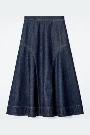 COS Falda Midi Evasé Denim Sin Tratar