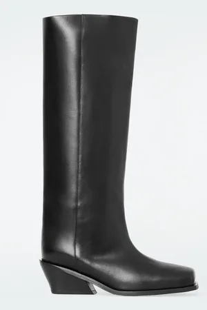 COS Botas Hasta La Rodilla De Piel Con Punta Cuadrada