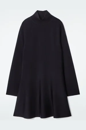 COS Minivestido Acampanado De Lana Con Cuello Alto