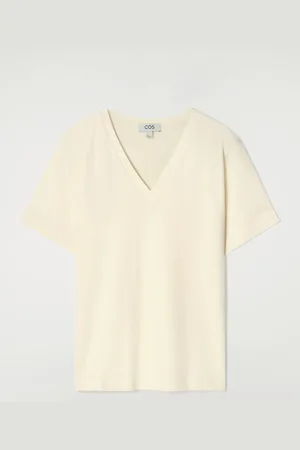 COS Camiseta De Algodón Con Cuello De Pico