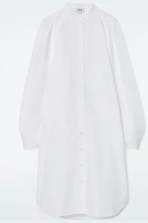 COS Vestido Camisero Midi Con Cuello Mao