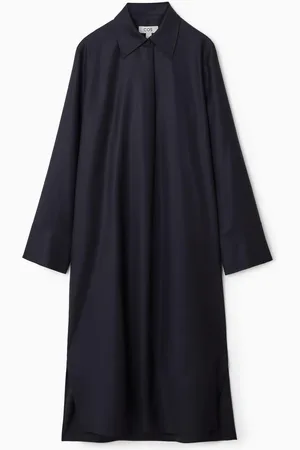 COS Vestido Camisero Midi De Lana Deconstruido
