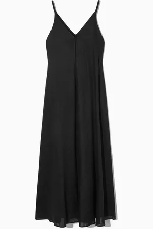 COS Vestido Midi Plisado De Lino Con Escote De Pico