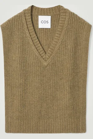 COS Chaleco Híbrido, Cuello De Pico, Lana Y Cashmere