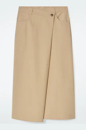 COS Falda Midi Asimétrica De Algodón