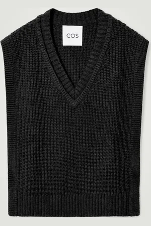COS Chaleco Híbrido, Cuello De Pico, Lana Y Cashmere