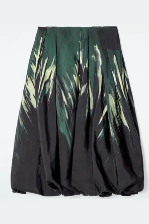 COS Falda Midi Estampada Con Dobladillo De Burbuja