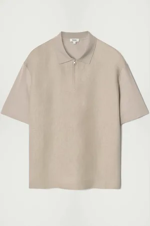 COS Polo De Lino Con Media Cremallera in