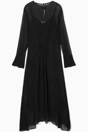 COS Vestido Midi De Seda Y Gasa De Lunares