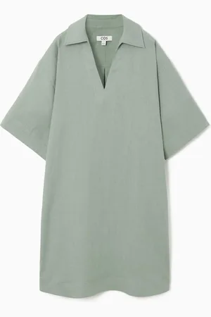 COS Vestido Camisero De Lino Con Cuello Abierto
