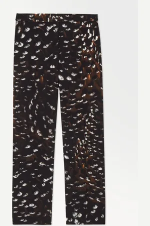 COS Pantalones De Seda Con Estampado De Plumas