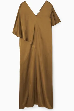 COS Vestido Midi De Satén Asimétrico