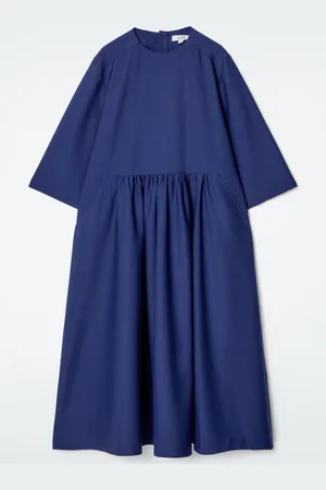 COS Vestido Midi Fruncido En Mezcla De Lana