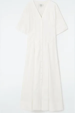 COS Vestido Camisero Midi Evasé Plisado