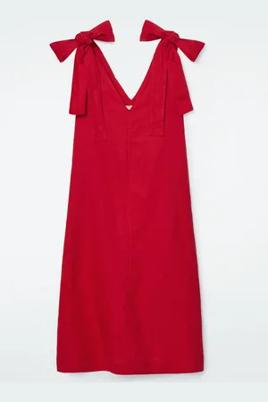 COS Vestido Midi De Lino Con Detalle De Lazo