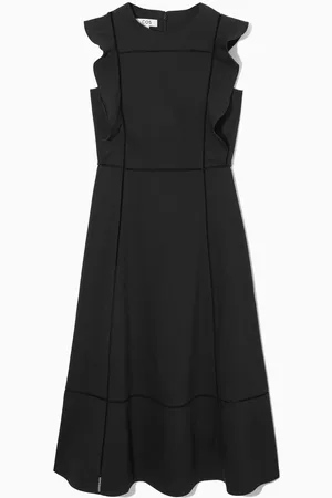 COS Vestido Midi De Mezcla De Lino Con Volantes
