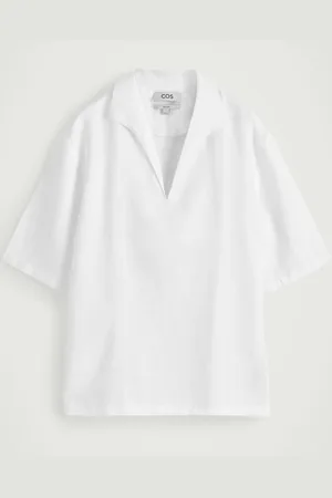 COS Camisa De Lino Con Cuello Abierto in