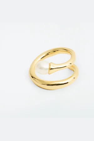 COS Anillo En Espiral Con Perla De Agua Dulce