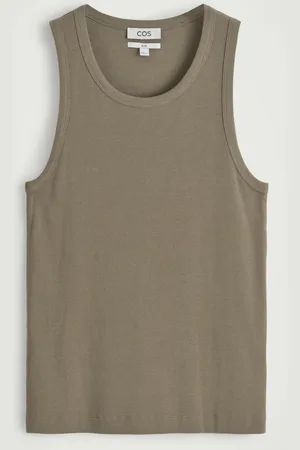 COS Camiseta Sin Mangas Canalé Algodón Slim Fit