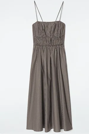 COS Vestido Midi Con Cintura Fruncida A Rayas
