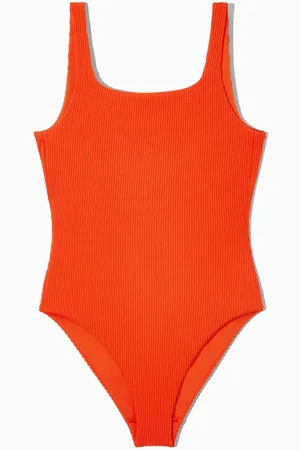 COS Bañador De Canalé Con Cuello Cuadrado