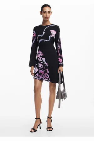Desigual Vestido corto asimétrico letras - - L
