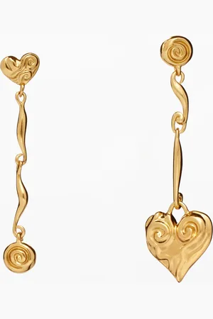 Desigual Pendientes corazón asimétricos baño oro Zalio - - U