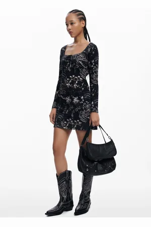 Desigual Vestido corto escote cuadrado - - L