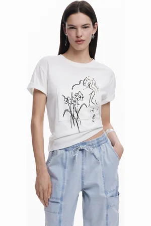 Desigual Camiseta floral silueta femenina - - L