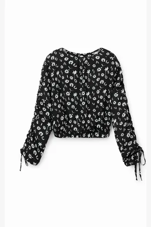Desigual Blusa corta fruncido flores - - L