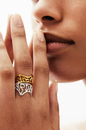 Desigual Anillo mensaje baño plata Zalio - - L