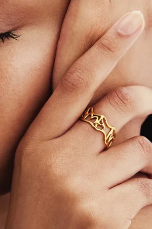 Desigual Anillo mensaje baño oro Zalio - - L