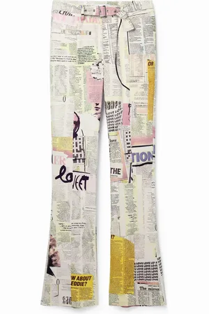 Desigual Pantalón Flare periódico - - L